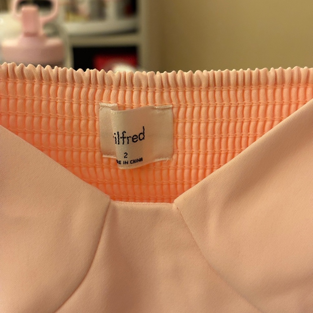 Aritzia Wilfred Free Novella Blush Midi Dress with Puff Sleeves - Picture 3 of 5